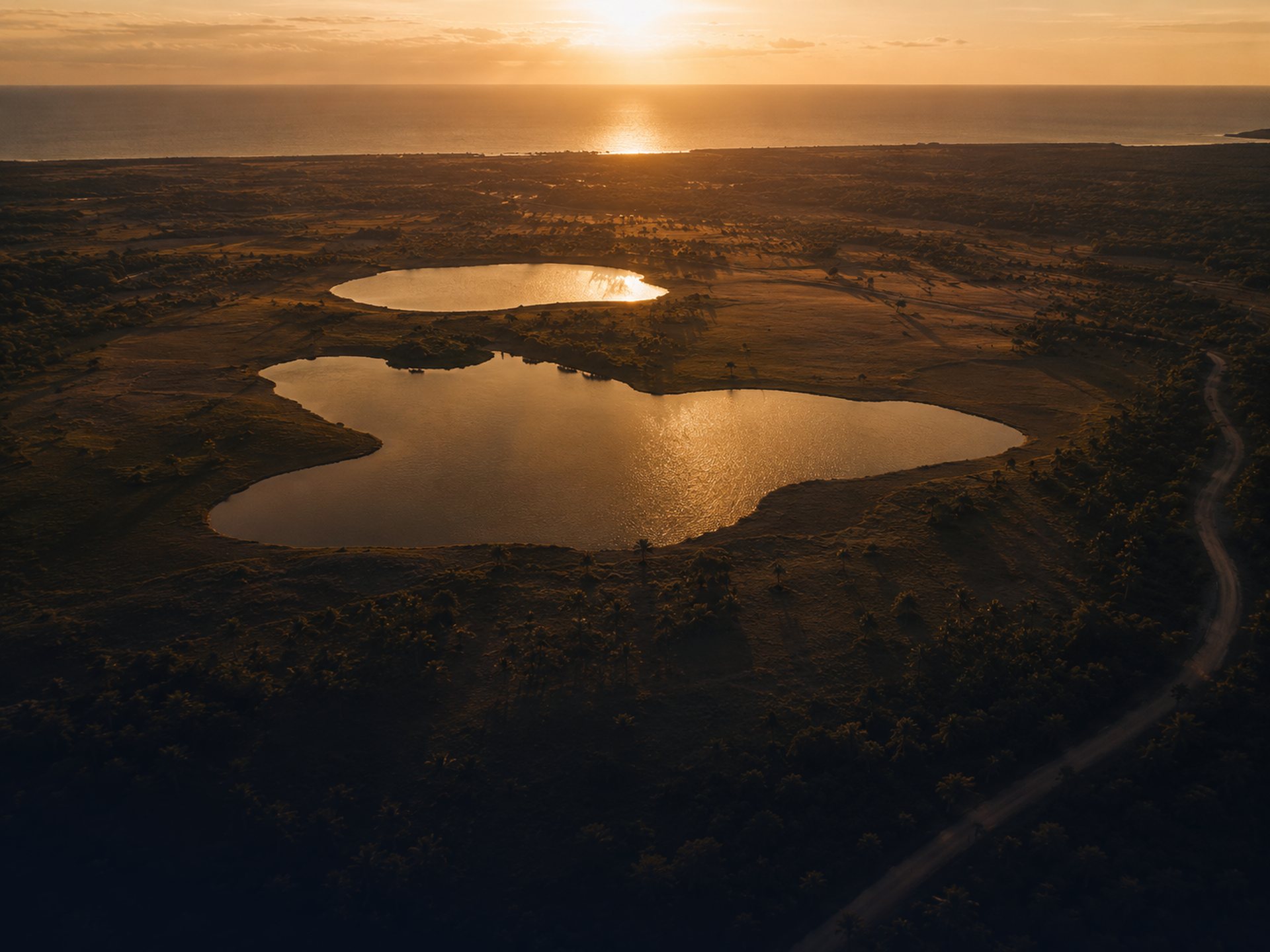Aerial of the site at golden hour