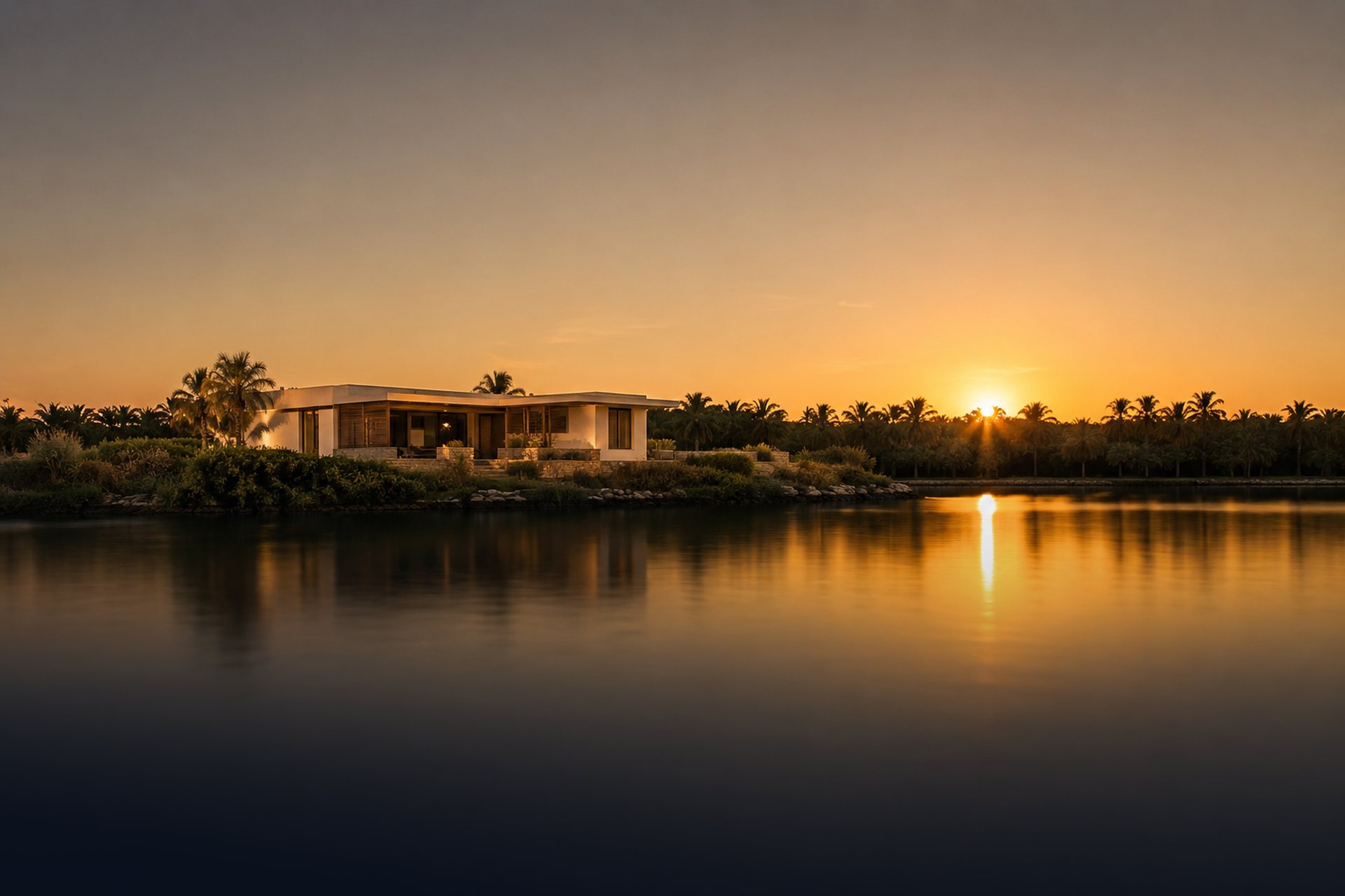 Residences at sunset