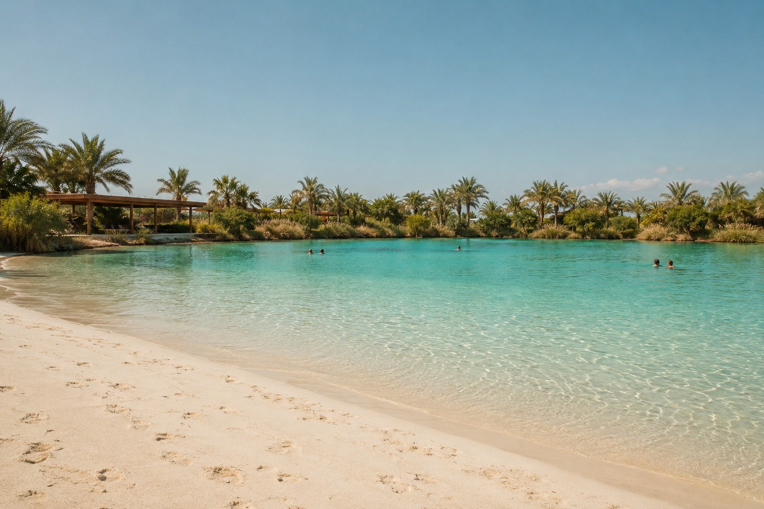 A swimming lagoon in late morning